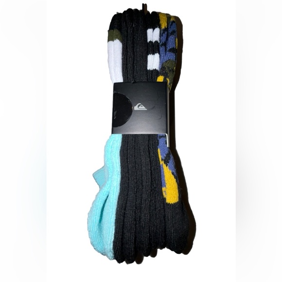 Quicksilver Low Cut Socks 5 Pair Men's 6-12 Black & Multicolor w Mixed Logo Surf - Picture 10 of 12